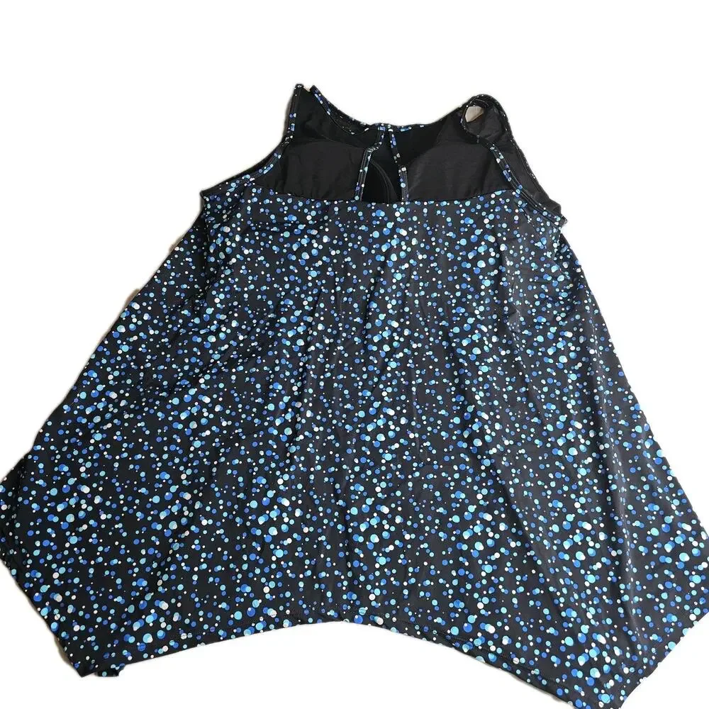 Swim 365 Curvedream Polka Dot Print Asymmetric High Neck Tankini sz24 Coastal